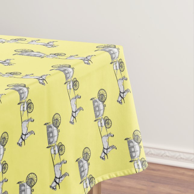 Wedding horse & carriage cartoon illustration tablecloth (In Situ)