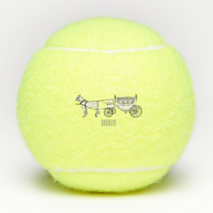 Wedding horse & carriage cartoon illustration tennis balls