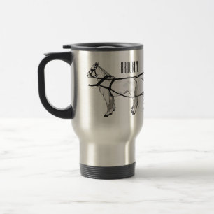 Wedding horse & carriage cartoon illustration travel mug