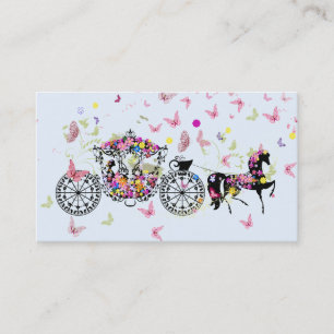 Wedding Horse & Carriage Flowers & Butterflies 2 Business Card