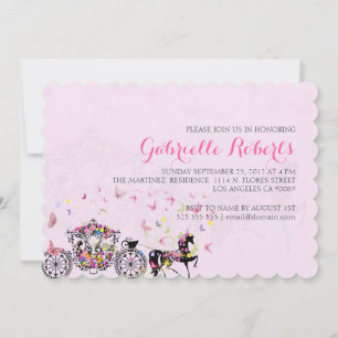 Wedding Horse & Carriage Flowers & Butterflies 2 Invitation