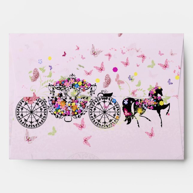 Wedding Horse & Carriage Flowers & Butterflies Envelope (Back (Top Flap))