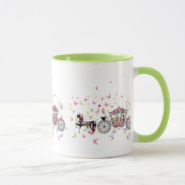 Wedding Horse & Carriage Flowers & Butterflies Mug (Right)