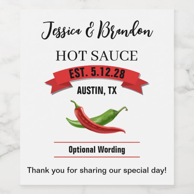 Wedding Hot Sauce Label HS037wn (Single Label)