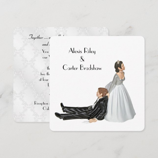 Wedding Humour On White  Invitation (Front/Back)