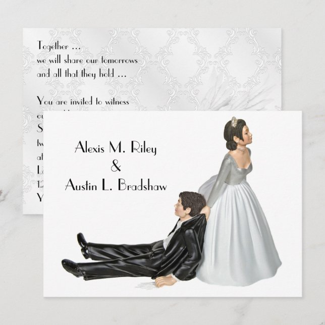 Wedding Humour On White Invitation (Front/Back)