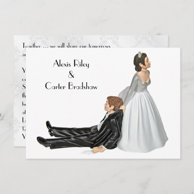 Wedding Humour On White Invitation (Front/Back)