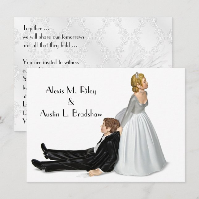 Wedding Humour On White Invitation (Front/Back)