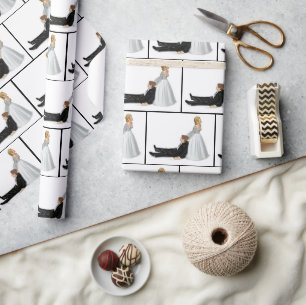 Wedding Humour with Bride and Groom Wrapping Paper