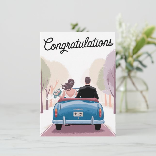 Wedding Husband Wife Congratulations Marriage Gift Card (Standing Front)