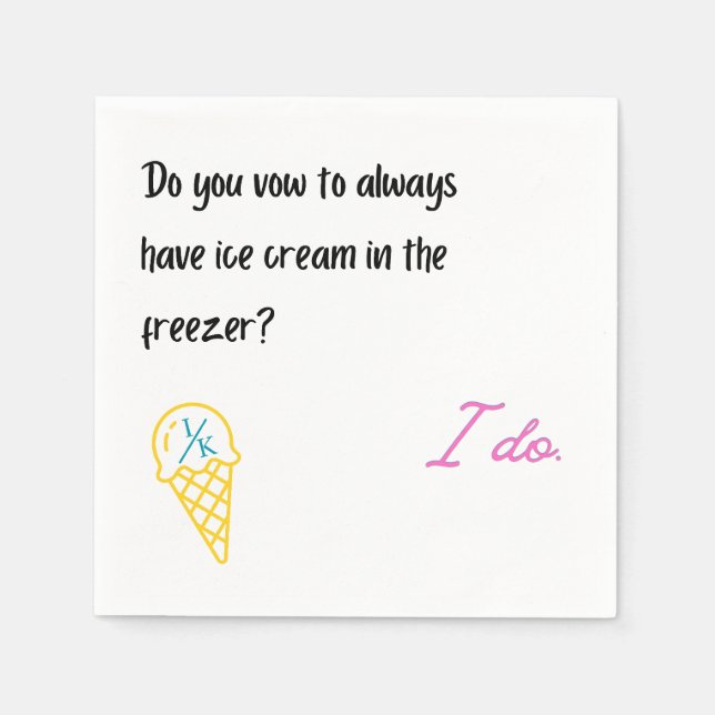 Wedding Ice Cream Napkin (Front)