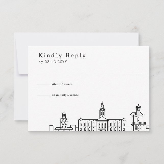 Wedding in Cape Town | Stylised Skyline RSVP Card (Front)