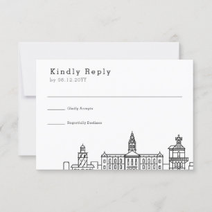 Wedding in Cape Town Stylised Skyline RSVP Card