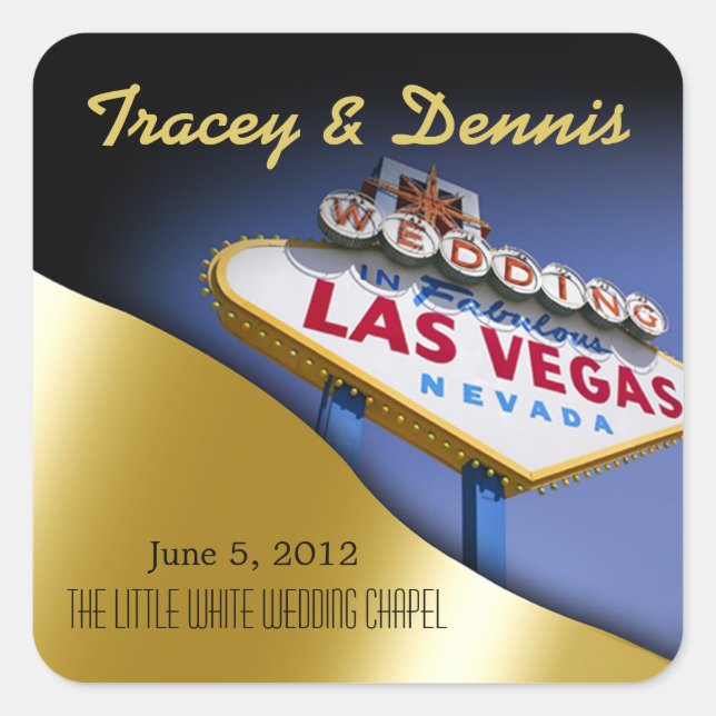 Wedding in Fabulous Las Vegas Metallic Gold Square Square Sticker (Front)