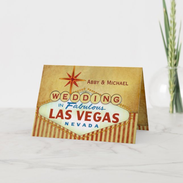 Wedding in Fabulous Las Vegas - Vintage Stripes Card (Front)