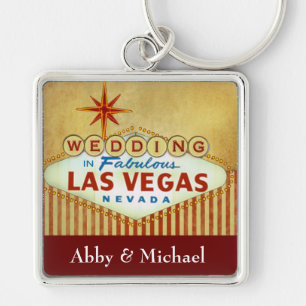 Wedding in Fabulous Las Vegas - Vintage Stripes Key Ring