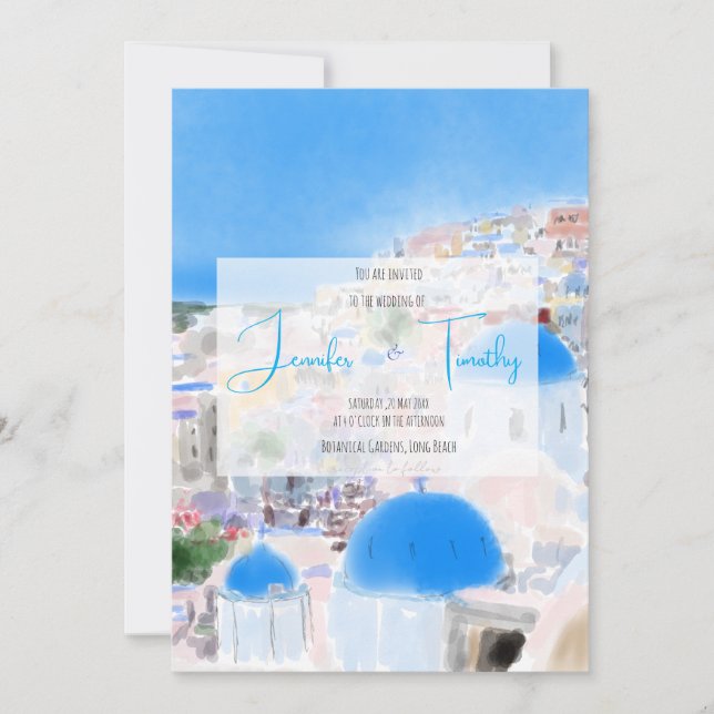 Wedding in Greece Santorini Fia island  Invitation (Front)