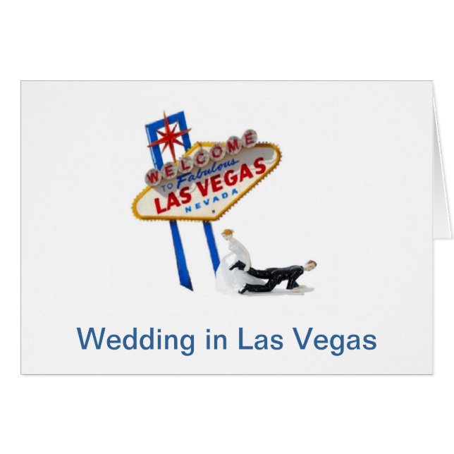 Wedding in Las Vegas, Bride dragging Groom Card (Front Horizontal)