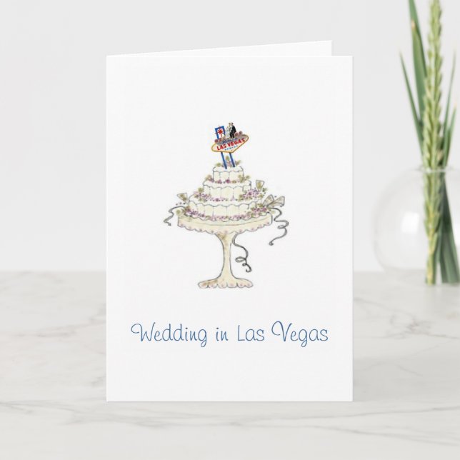 Wedding in Las Vegas Bride & Groom, Cake Card (Front)