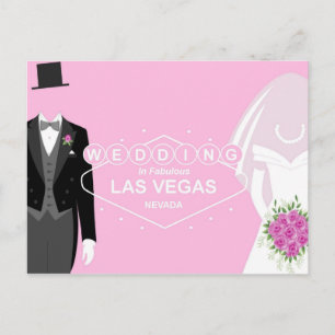 Wedding In Las Vegas, Groom in a tux and Bride in  Postcard