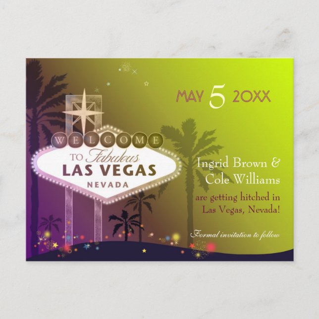 Wedding in Las Vegas Nevada Save the Date Announcement Postcard (Front)