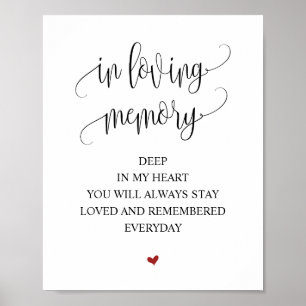 Wedding In loving memory Memorial Table Sign