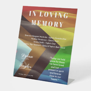 Wedding In Loving Memory Pride Flag Vintage Names Pedestal Sign