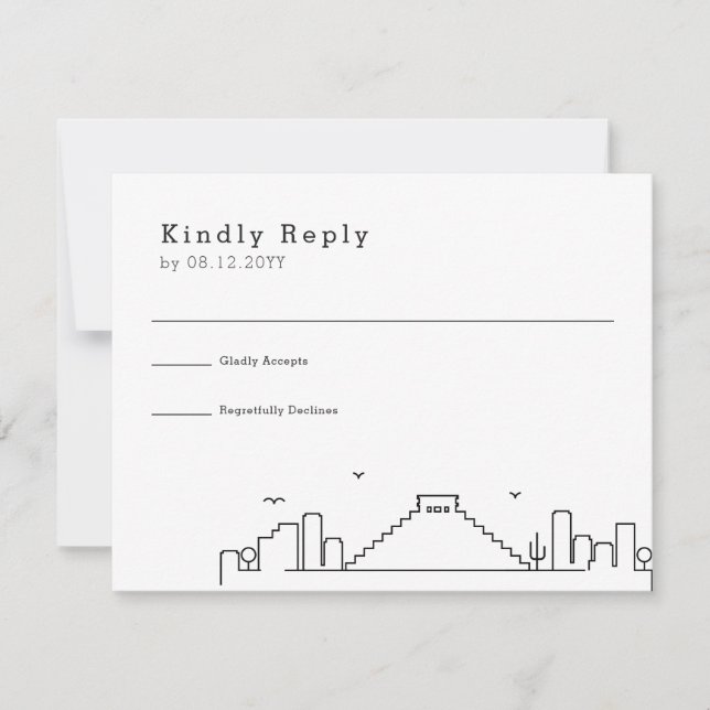 Wedding in Mexico | Stylised Skyline RSVP (Front)
