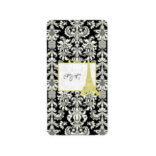 Wedding in Paris Black Damask Hershey's Wrapper Label