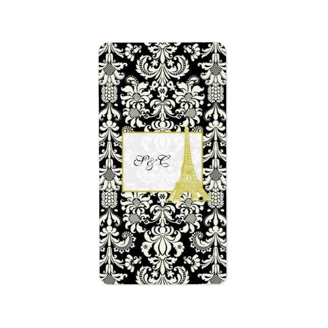 Wedding in Paris Black Damask Hershey's Wrapper Label (Front)