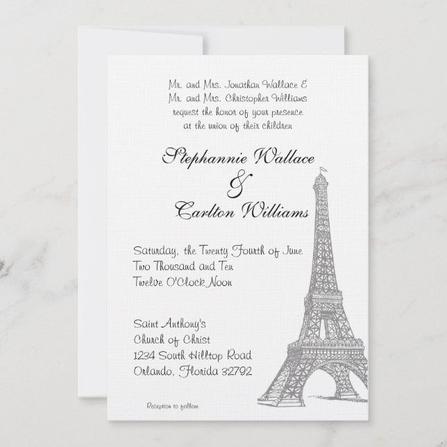 Wedding in Paris Invitation (Front)