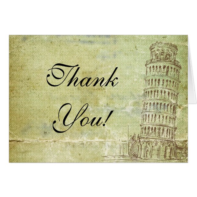 Wedding in Pisa Folded Thank You Card (Front Horizontal)