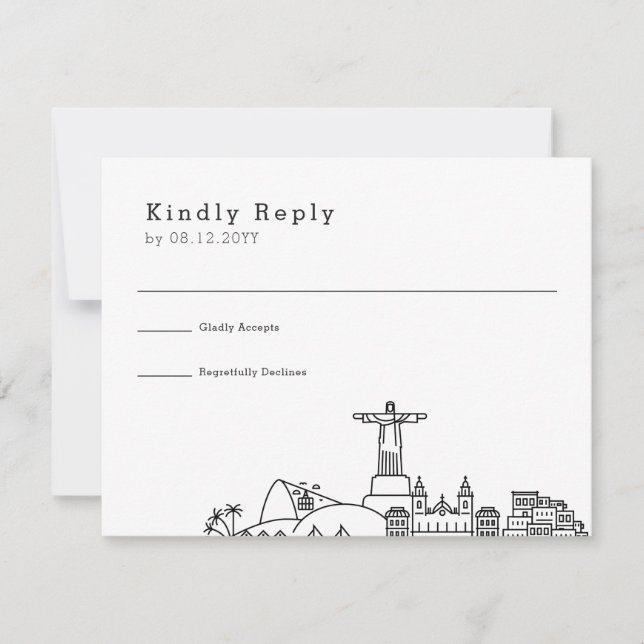 Wedding in Rio De Janeiro | Stylised Skyline RSVP (Front)