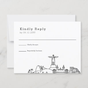Wedding in Rio De Janeiro   Stylised Skyline RSVP Card
