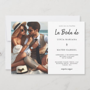 Wedding in Spanish   Calligraphy La Boda De Photo Invitation