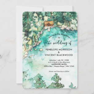 Wedding in the mountains watercolor invitation