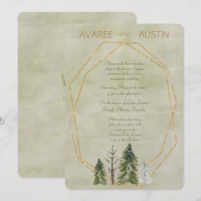 Wedding In the Pines Green and Gold (Front/Back)