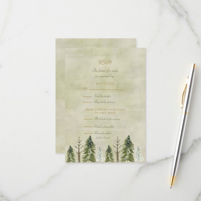 Wedding In the Pines  RSVP Card (Front/Back In Situ)
