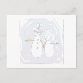 Wedding in the Snow Bride and Groom Postcard