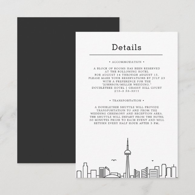 Wedding in Toronto, Canada | Guest Details Invitation (Front/Back)