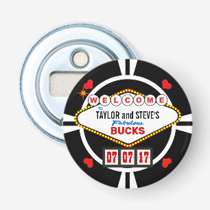 Wedding in Vegas Casino Bucks Poker Chip Bottle Opener
