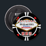 Wedding in Vegas Casino Favour Poker Chip Bottle Opener<br><div class="desc">WELCOME TO THE BRIDE AND GROOM'S FABULOUS WEDDING! Whether you're tying the knot in Las Vegas or your own home town, these lucky casino style wedding reception favours are sure to hit with your guests. Replica of the famous Nevada sign in retro neon doo-wop style, just add your names as...</div>