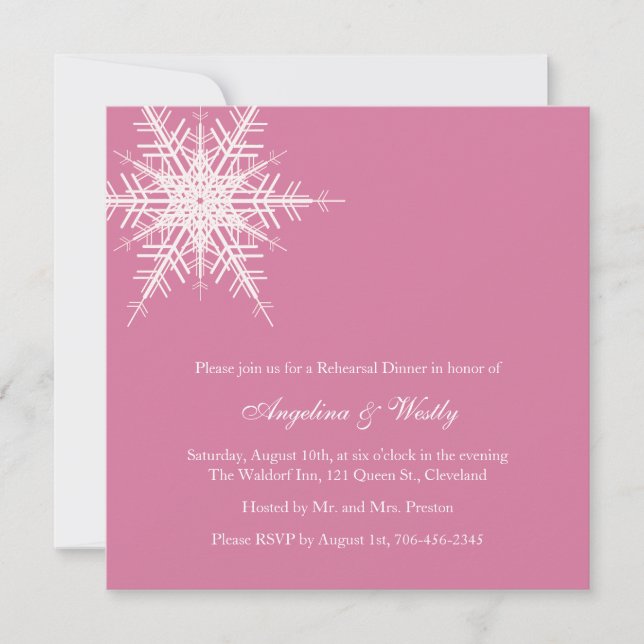 Wedding in Winter  Rehearsal Dinner Invitation (Front)