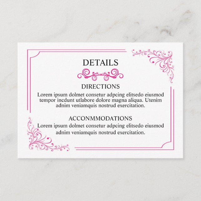 Wedding Info card (Front)