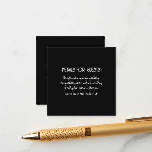 Wedding Information Guests Black White 2023 Enclosure Card