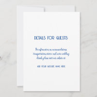Wedding Information Guests Blue White Trendy