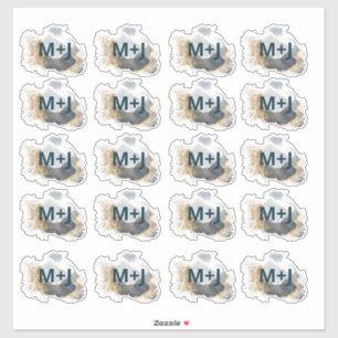 Wedding initals blue and gold favour