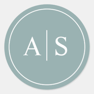 Wedding Initials Minimalist Stationery/Favour Clas Classic Round Sticker