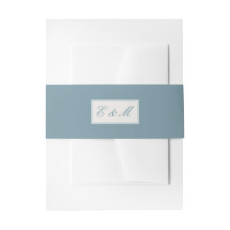 Wedding Initials on Blue Invitation Belly Band
