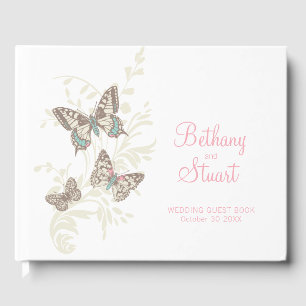 Wedding inked art butterflies swirls guest book